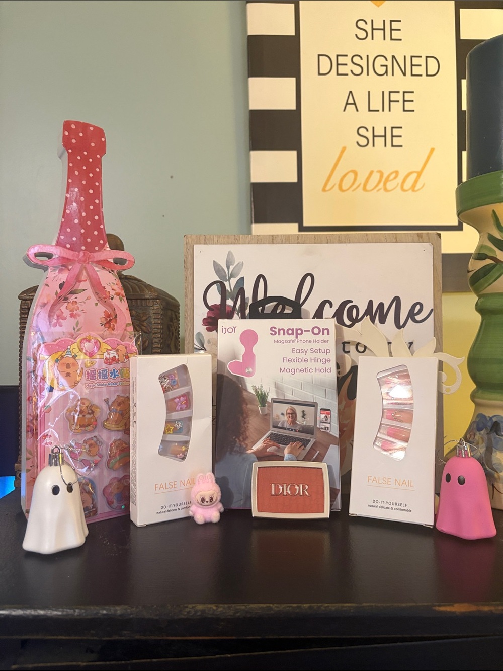 8 piece bundle Snap-On Magnetic Phone Holder - Pink. & Dior & more